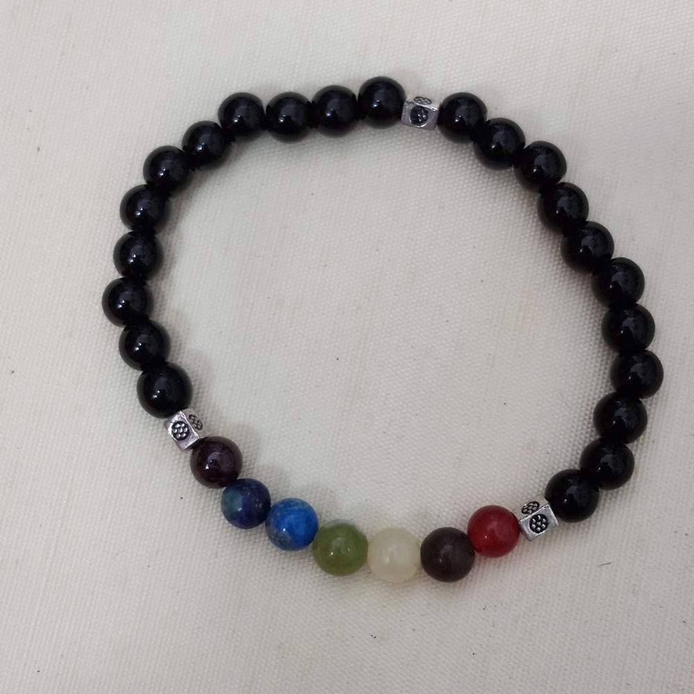 Handmade Rainbow Chakra Genuine Gemstone Bracelet